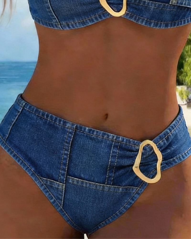 Patricia | Metal Buckle Suspender Bikini Two-Piece