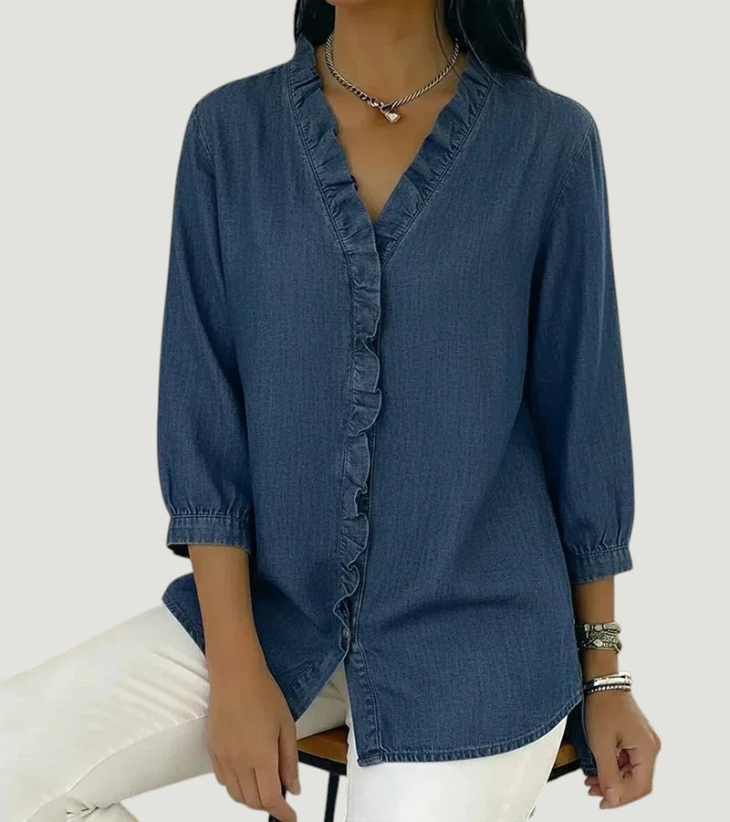 Abigail™ Elegant Denim Blouse