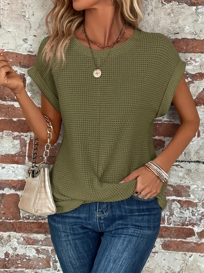 SYLVIA | Waffle Knit Casual Tee
